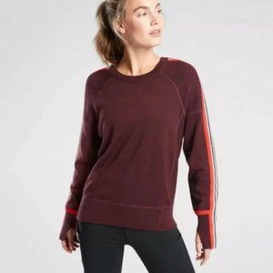 Athleta Canyon Sweater - Women Small - Burgundy, White, Red